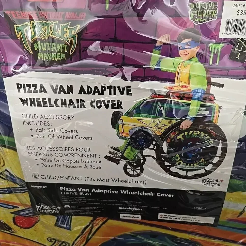 Teenage Mutant Ninja Turtles Pizza Van Adaptive Wheelchair Cover Halloween  New